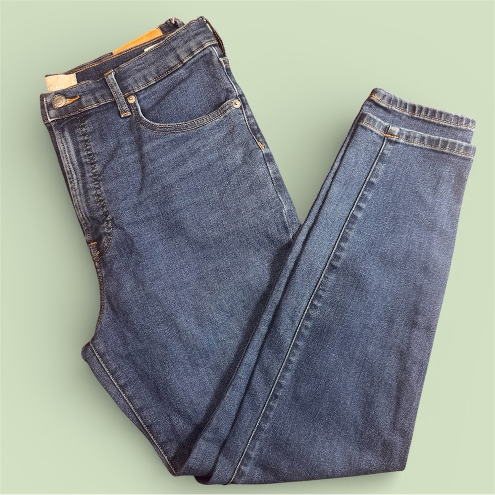 Everlane High Rise Size 32 Regular Blue Denim Slim Jeans Dark Wash